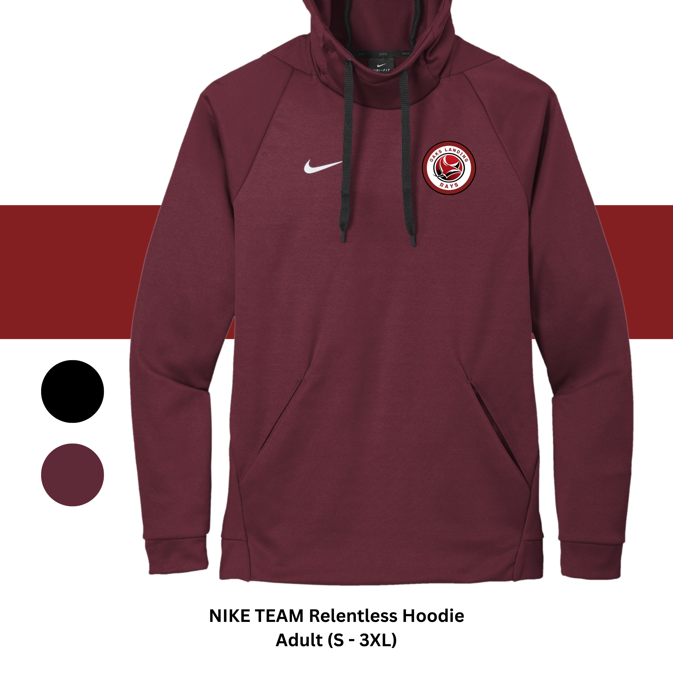 MENS - ADULT NIKE TEAM RELENTLESS HOODIE LS (XS-3XL)