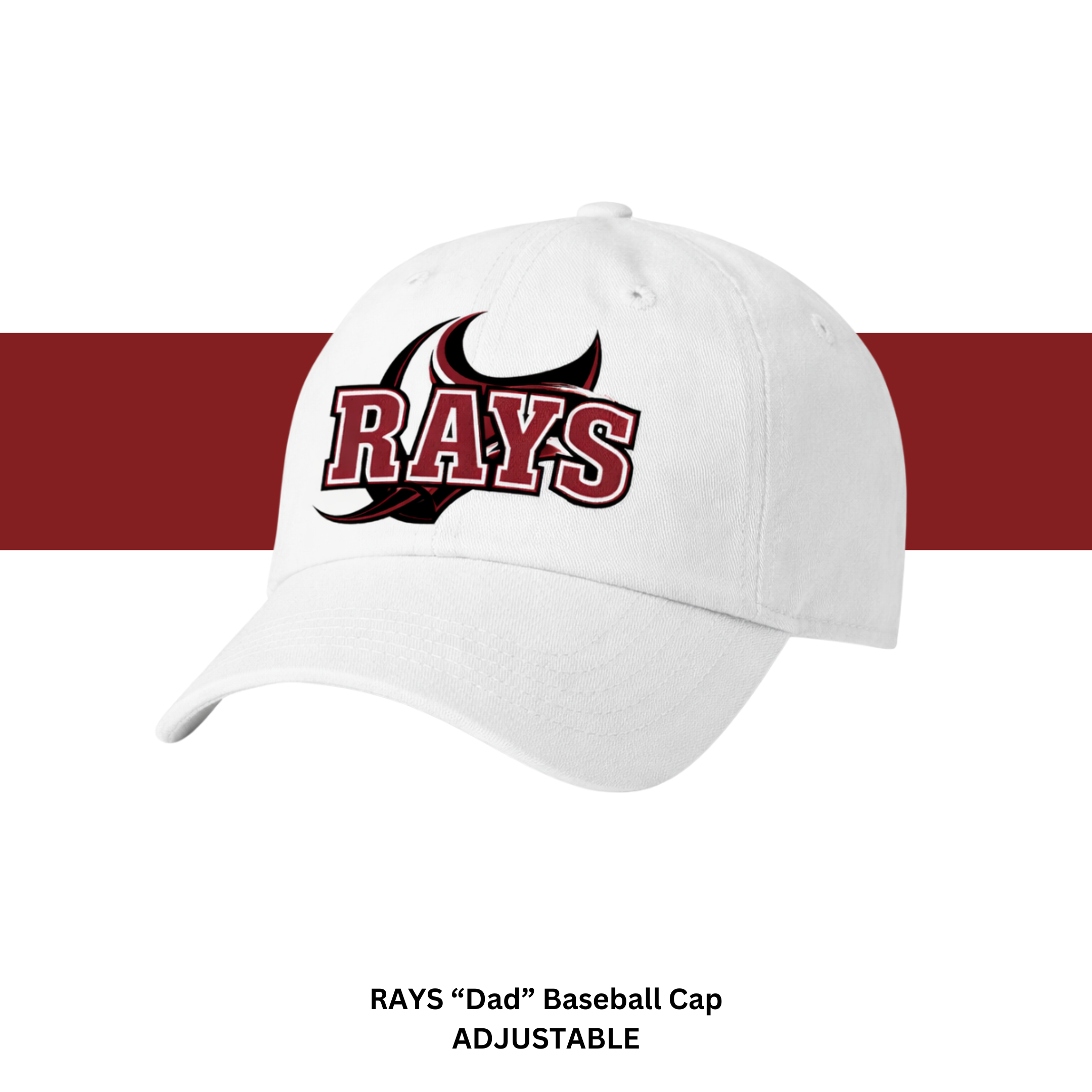 RAYS Team Baseball Cap - WHITE (Adjustable)